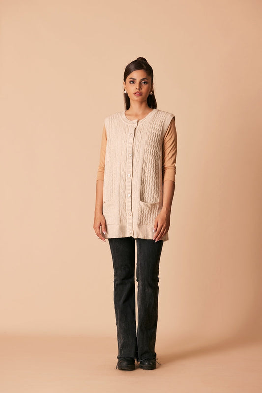 Picture of Ellena - Round Neck Cardigan Sweater - Available at Raja Sahib