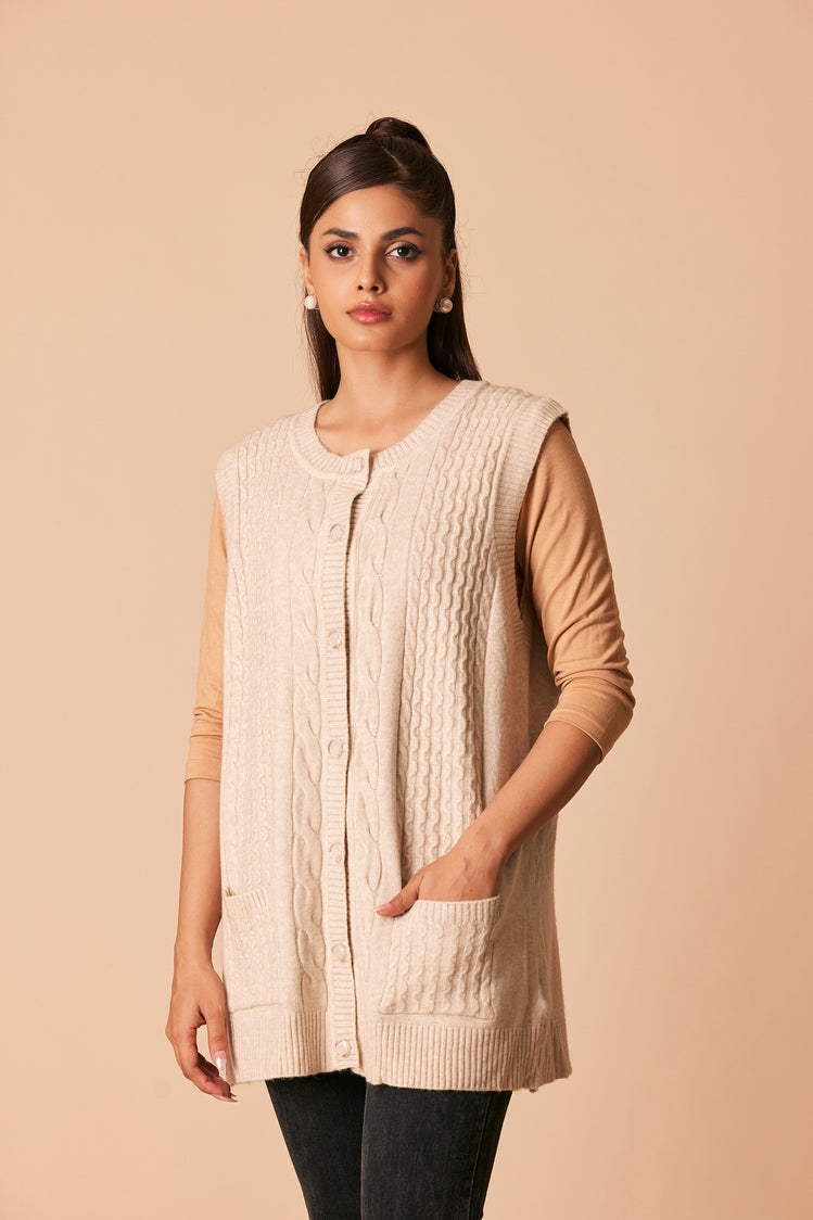 Picture of Ellena - Round Neck Cardigan Sweater - Available at Raja Sahib