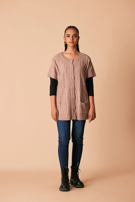 Picture of Ellena - Round Neck Cardigan Sweater - Available at Raja Sahib