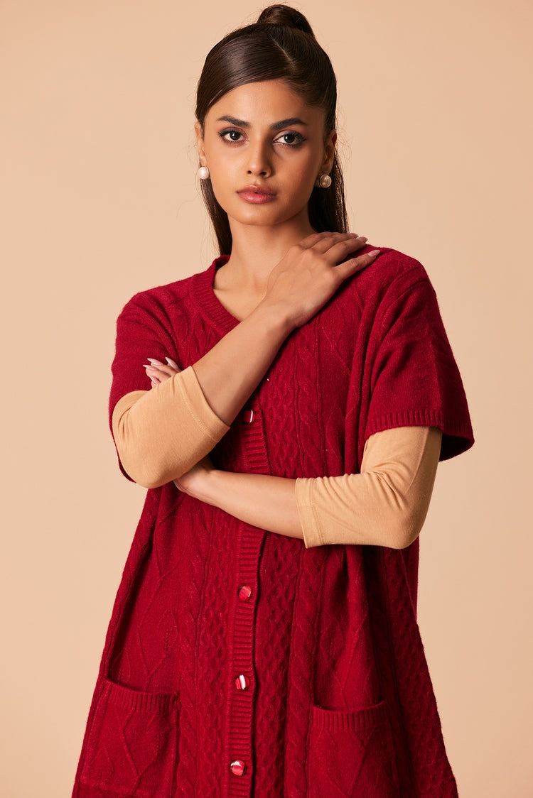 Picture of Ellena - Round Neck Cardigan Sweater - Available at Raja Sahib