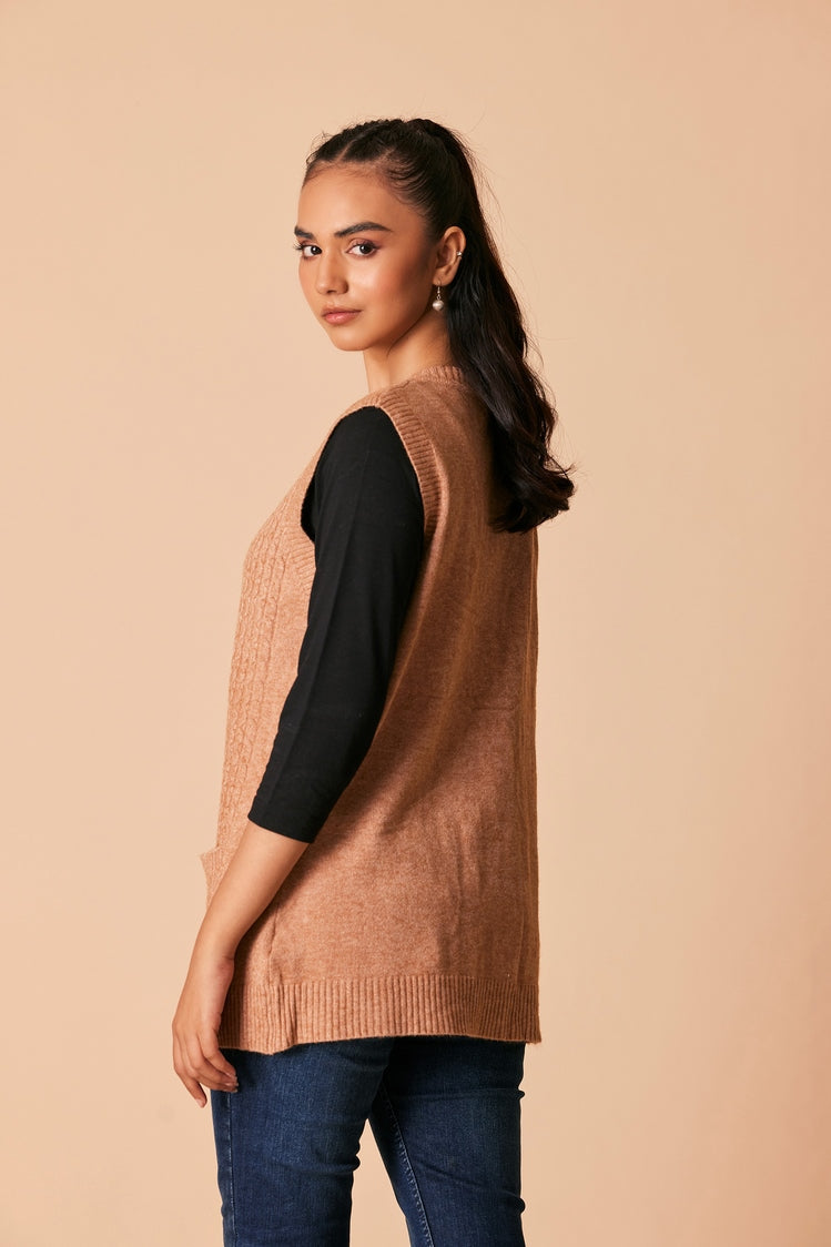 Picture of Ellena - Round Neck Cardigan Sweater - Available at Raja Sahib