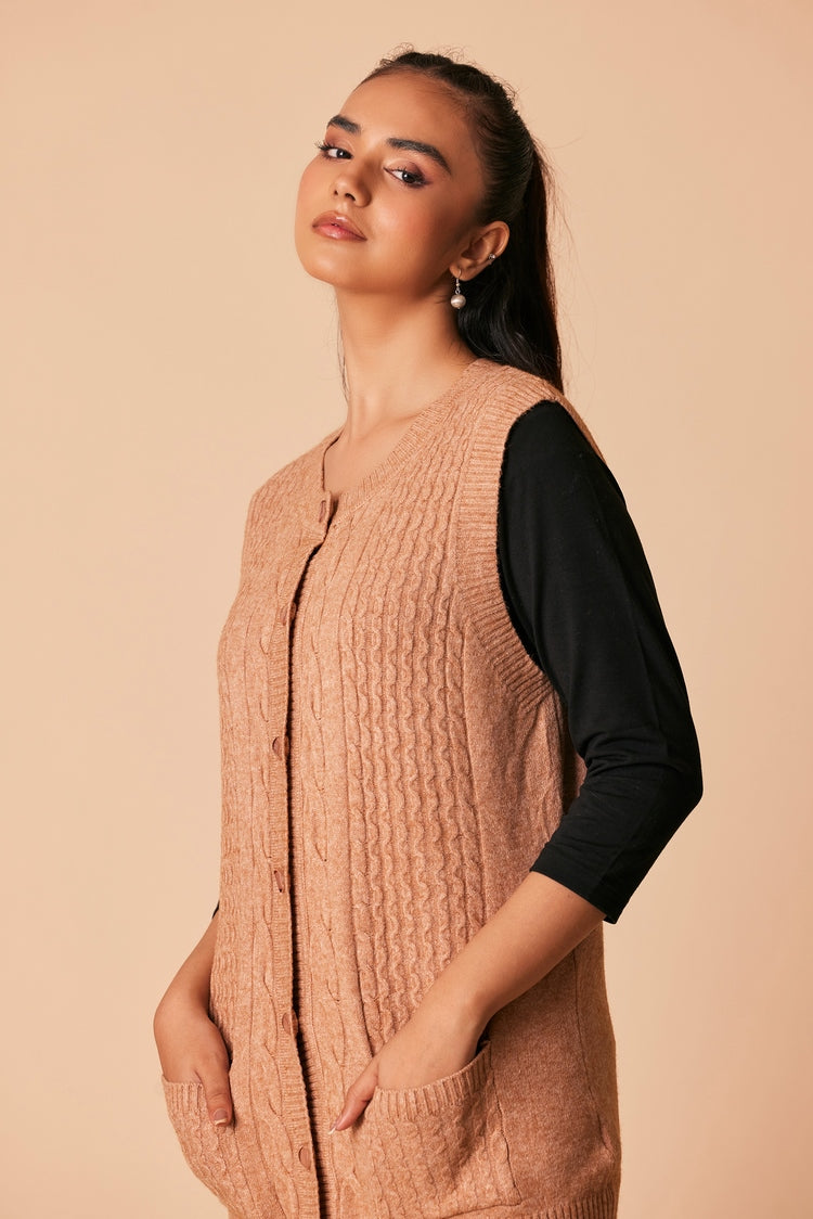 Picture of Ellena - Round Neck Cardigan Sweater - Available at Raja Sahib