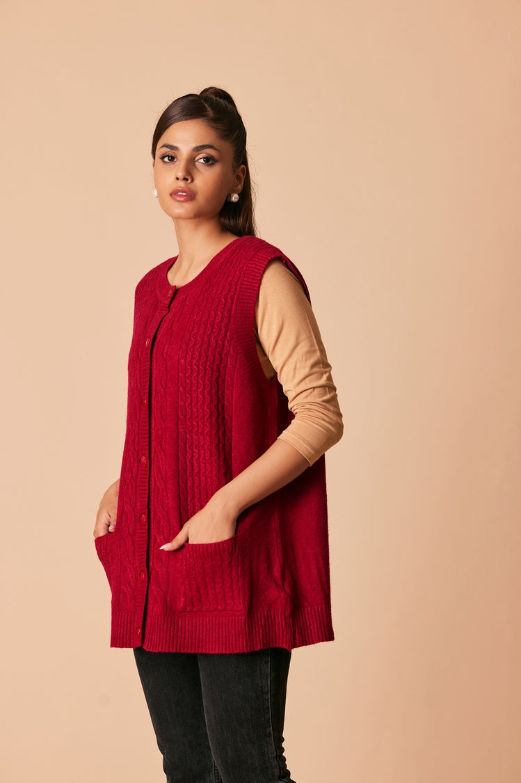 Picture of Ellena - Round Neck Cardigan Sweater - Available at Raja Sahib