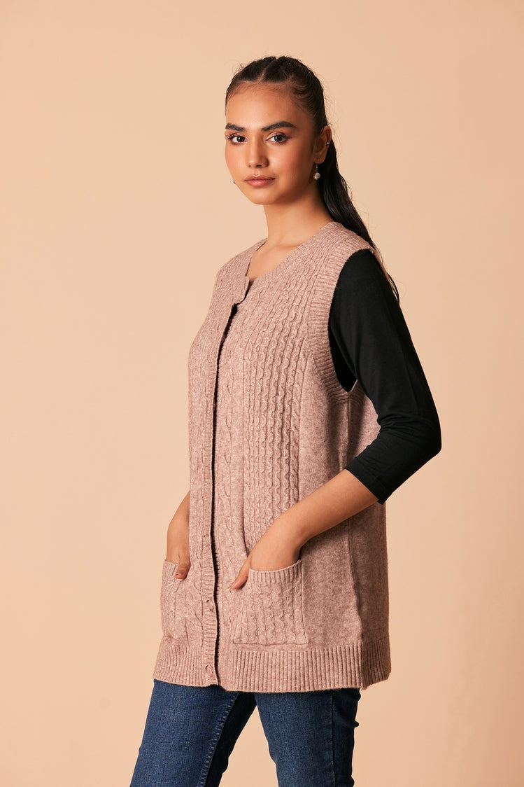 Picture of Ellena - Round Neck Cardigan Sweater - Available at Raja Sahib