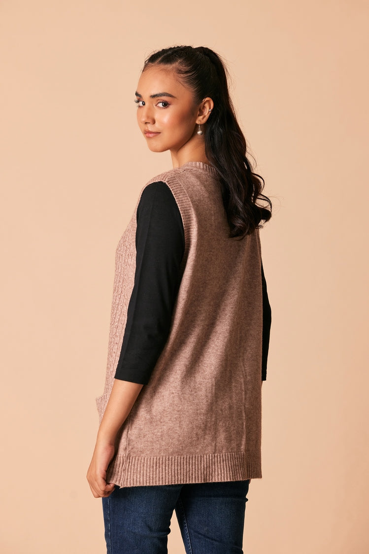 Picture of Ellena - Round Neck Cardigan Sweater - Available at Raja Sahib