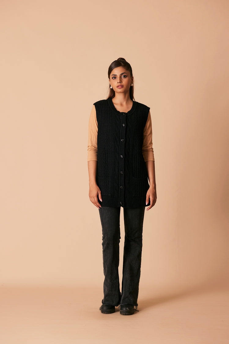 Picture of Ellena - Round Neck Cardigan Sweater - Available at Raja Sahib
