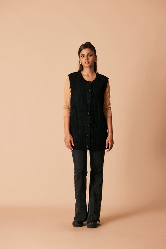 Picture of Ellena - Round Neck Cardigan Sweater - Available at Raja Sahib