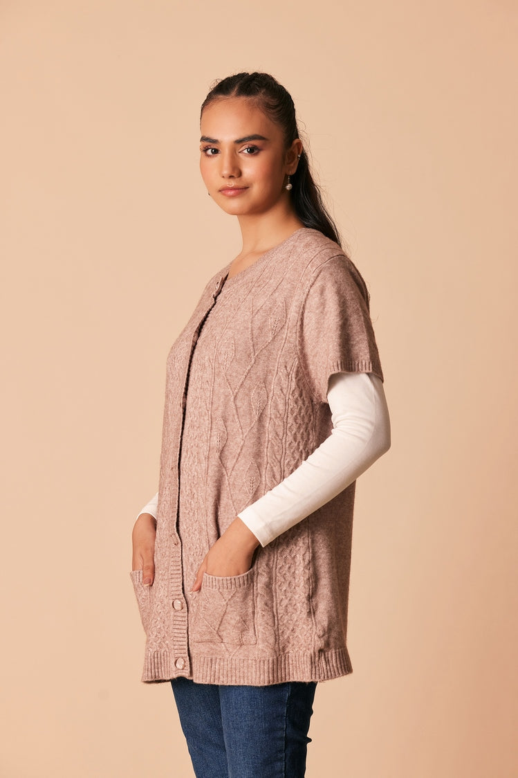 Picture of Ellena - Round Neck Cardigan Sweater - Available at Raja Sahib