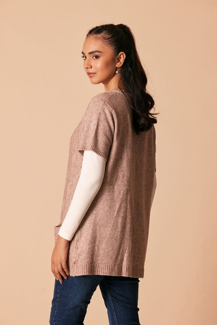 Picture of Ellena - Round Neck Cardigan Sweater - Available at Raja Sahib