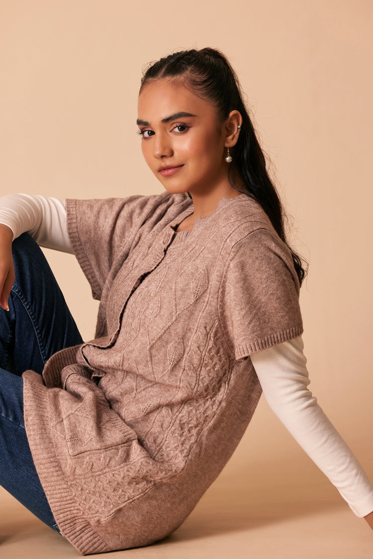 Picture of Ellena - Round Neck Cardigan Sweater - Available at Raja Sahib