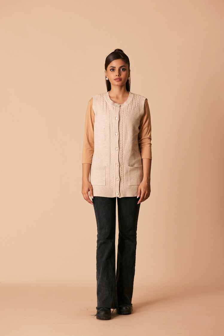 Picture of Ellena - Round Neck Cardigan Sweater - Available at Raja Sahib