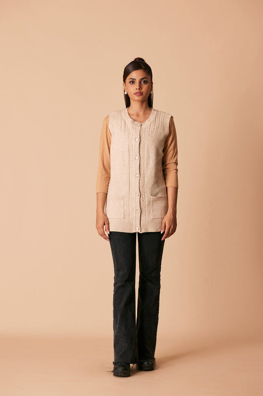 Picture of Ellena - Round Neck Cardigan Sweater - Available at Raja Sahib