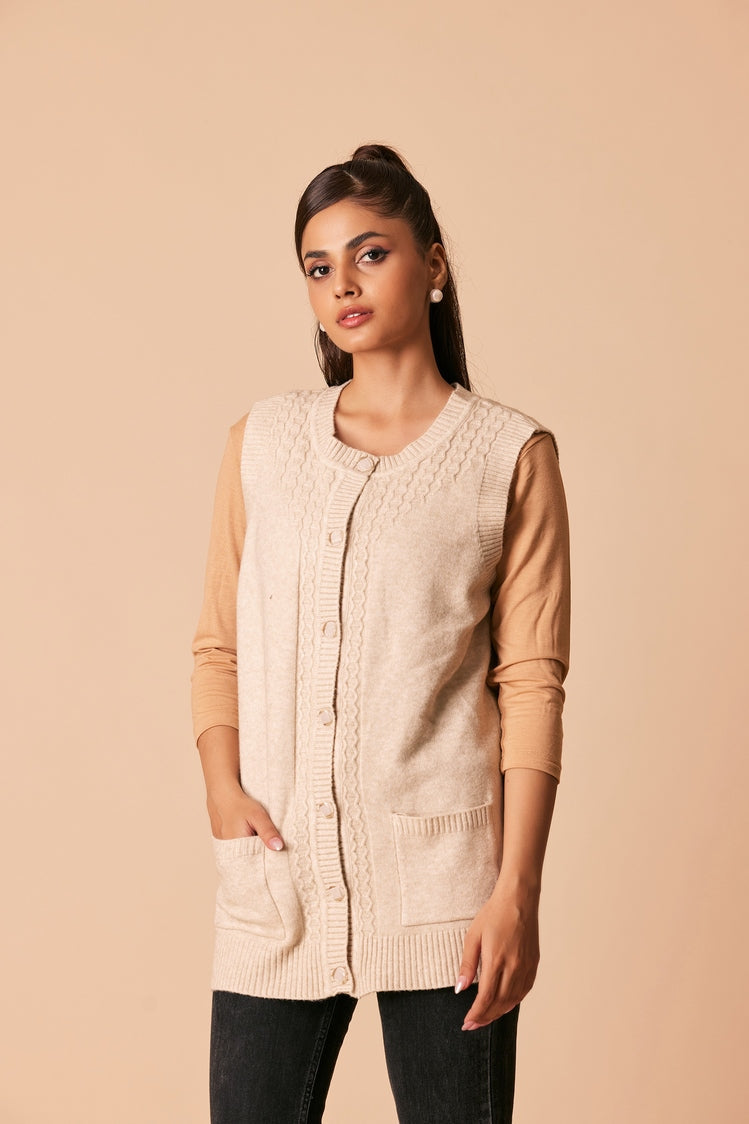 Picture of Ellena - Round Neck Cardigan Sweater - Available at Raja Sahib