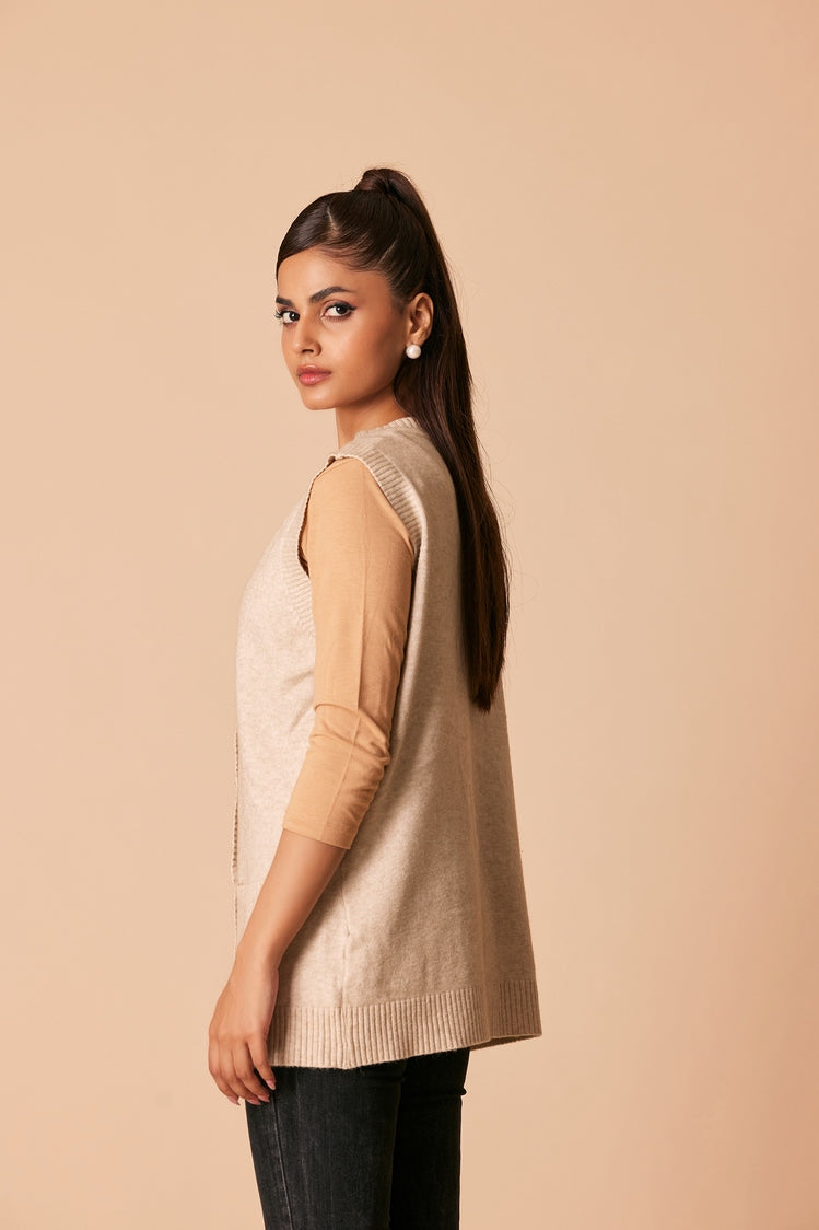 Picture of Ellena - Round Neck Cardigan Sweater - Available at Raja Sahib