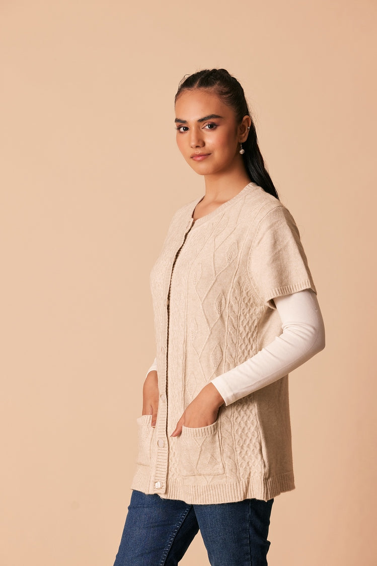 Picture of Ellena - Round Neck Cardigan Sweater - Available at Raja Sahib