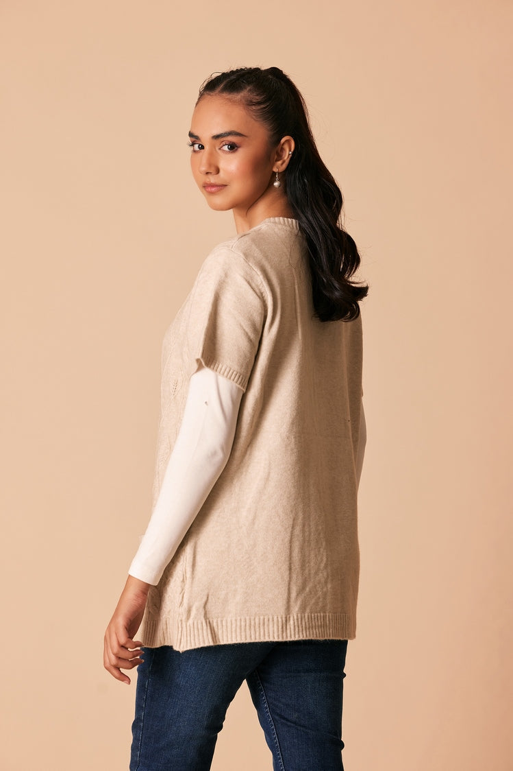 Picture of Ellena - Round Neck Cardigan Sweater - Available at Raja Sahib