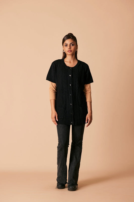 Picture of Ellena - Round Neck Cardigan Sweater - Available at Raja Sahib