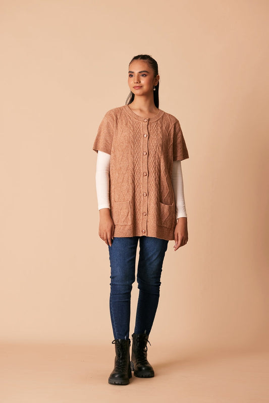 Picture of Ellena - Round Neck Cardigan Sweater - Available at Raja Sahib