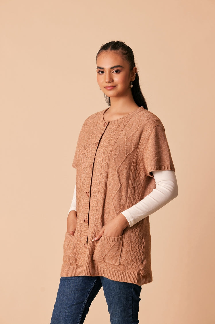 Picture of Ellena - Round Neck Cardigan Sweater - Available at Raja Sahib