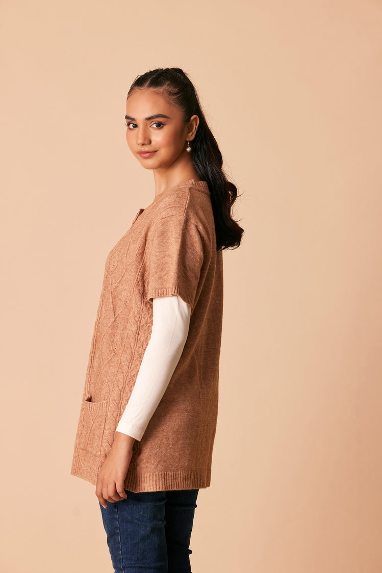 Picture of Ellena - Round Neck Cardigan Sweater - Available at Raja Sahib