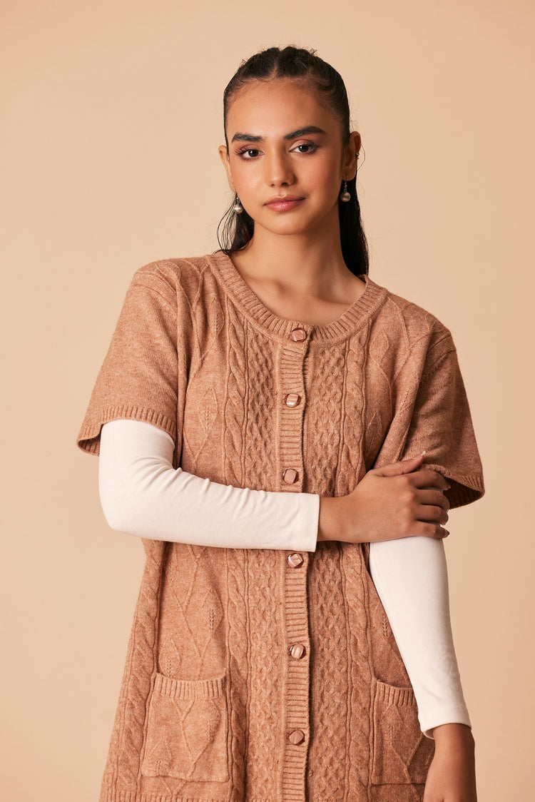 Picture of Ellena - Round Neck Cardigan Sweater - Available at Raja Sahib