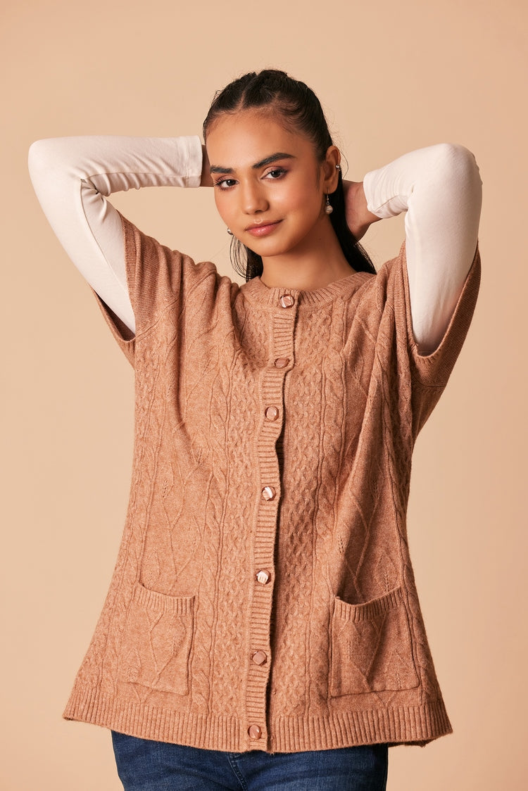 Picture of Ellena - Round Neck Cardigan Sweater - Available at Raja Sahib