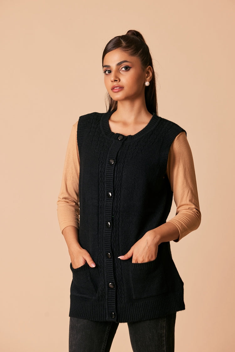 Picture of Ellena - Round Neck Cardigan Sweater - Available at Raja Sahib
