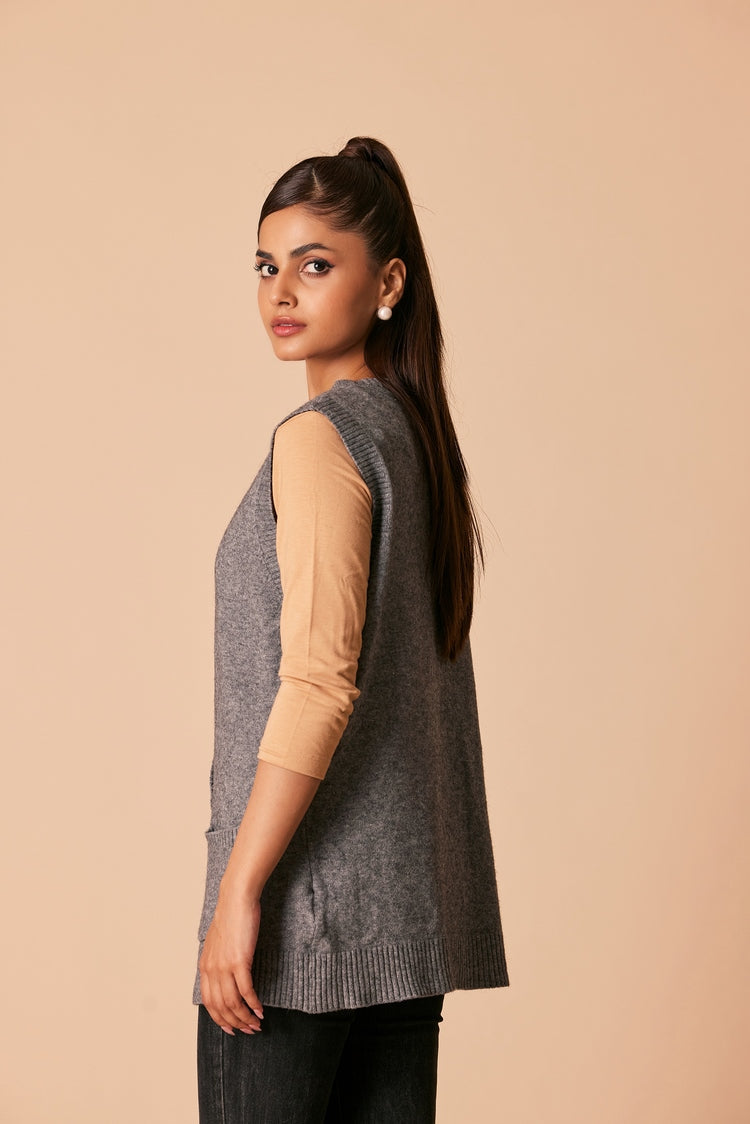 Picture of Ellena - Round Neck Cardigan Sweater - Available at Raja Sahib