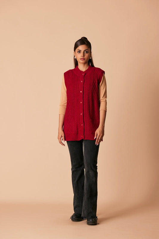 Picture of Ellena - Round Neck Cardigan Sweater - Available at Raja Sahib
