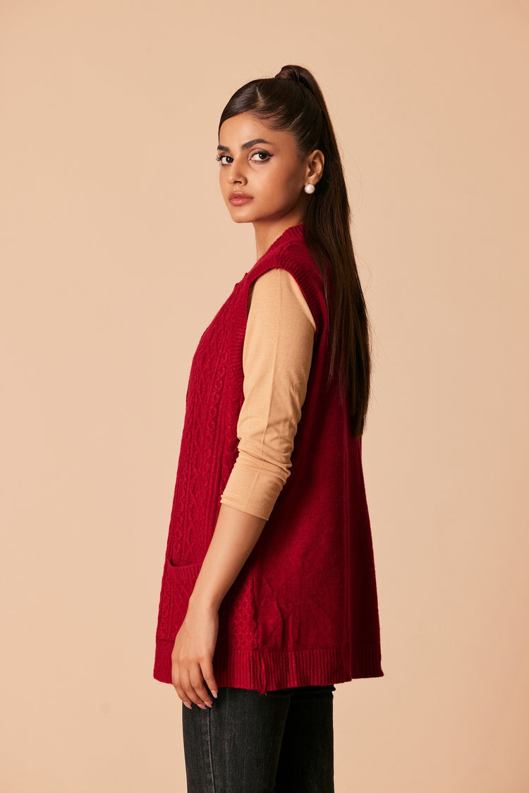 Picture of Ellena - Round Neck Cardigan Sweater - Available at Raja Sahib