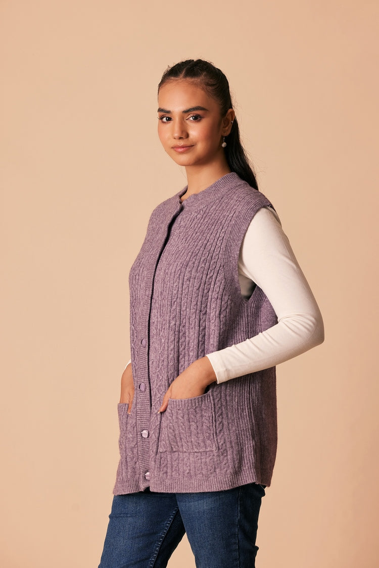 Picture of Ellena - Round Neck Cardigan Sweater - Available at Raja Sahib