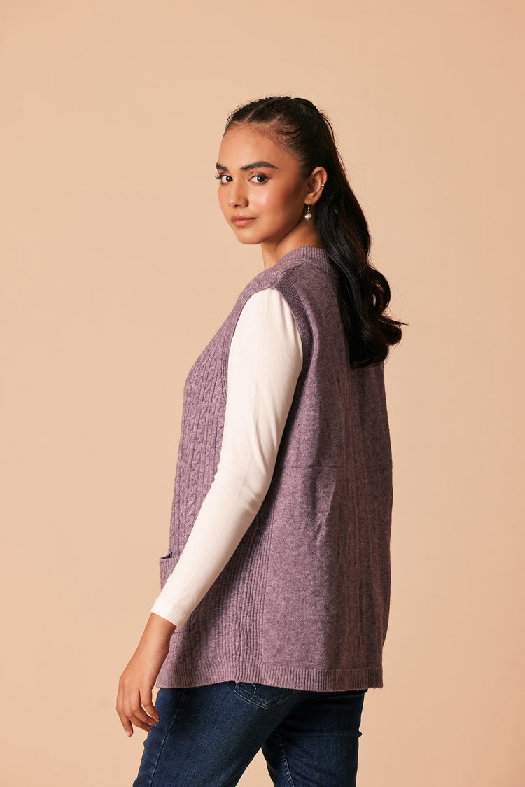 Picture of Ellena - Round Neck Cardigan Sweater - Available at Raja Sahib