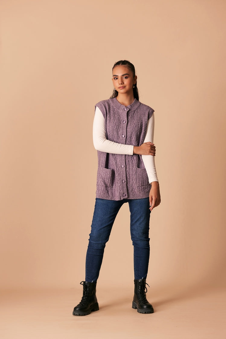 Picture of Ellena - Round Neck Cardigan Sweater - Available at Raja Sahib