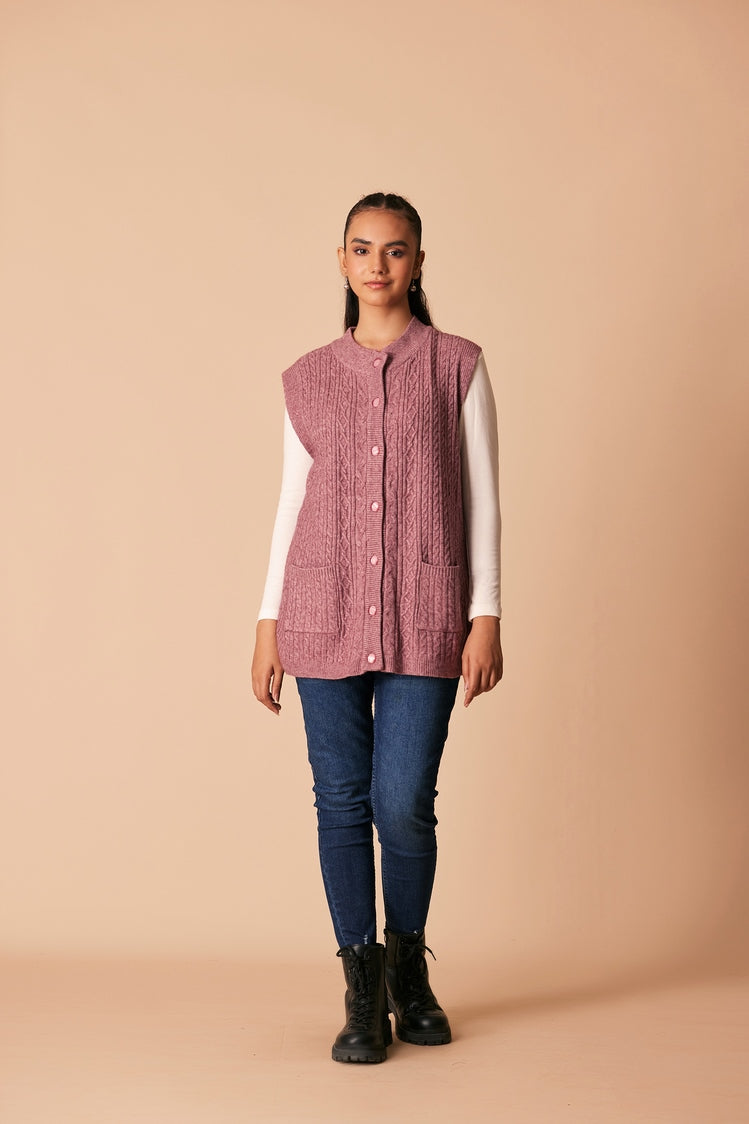 Picture of Ellena - Round Neck Cardigan Sweater - Available at Raja Sahib