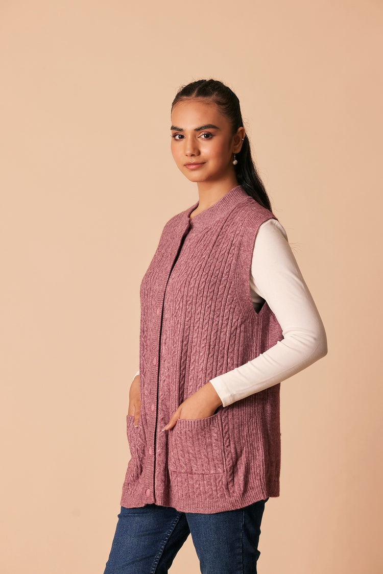 Picture of Ellena - Round Neck Cardigan Sweater - Available at Raja Sahib