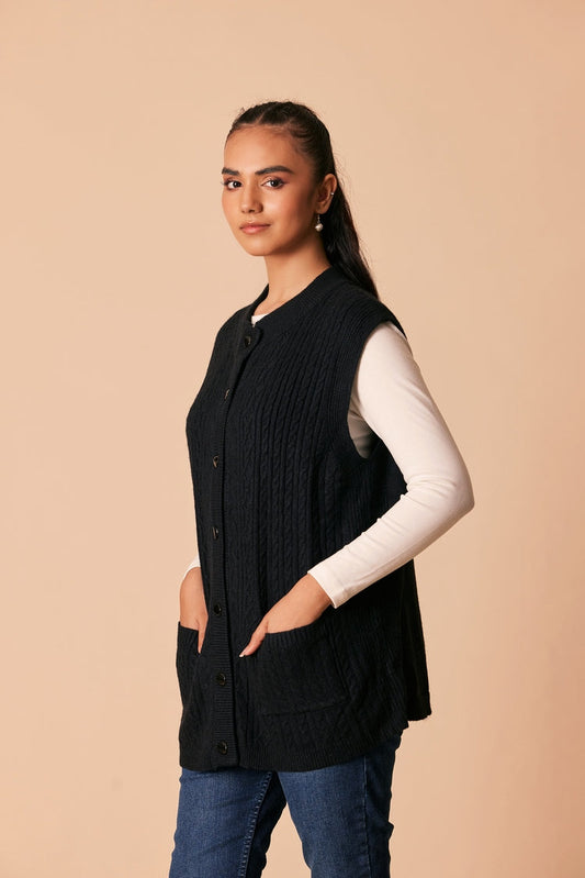 Picture of Ellena - Round Neck Cardigan Sweater - Available at Raja Sahib