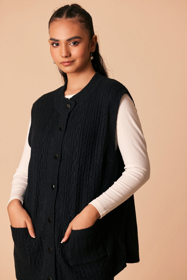 Picture of Ellena - Round Neck Cardigan Sweater - Available at Raja Sahib