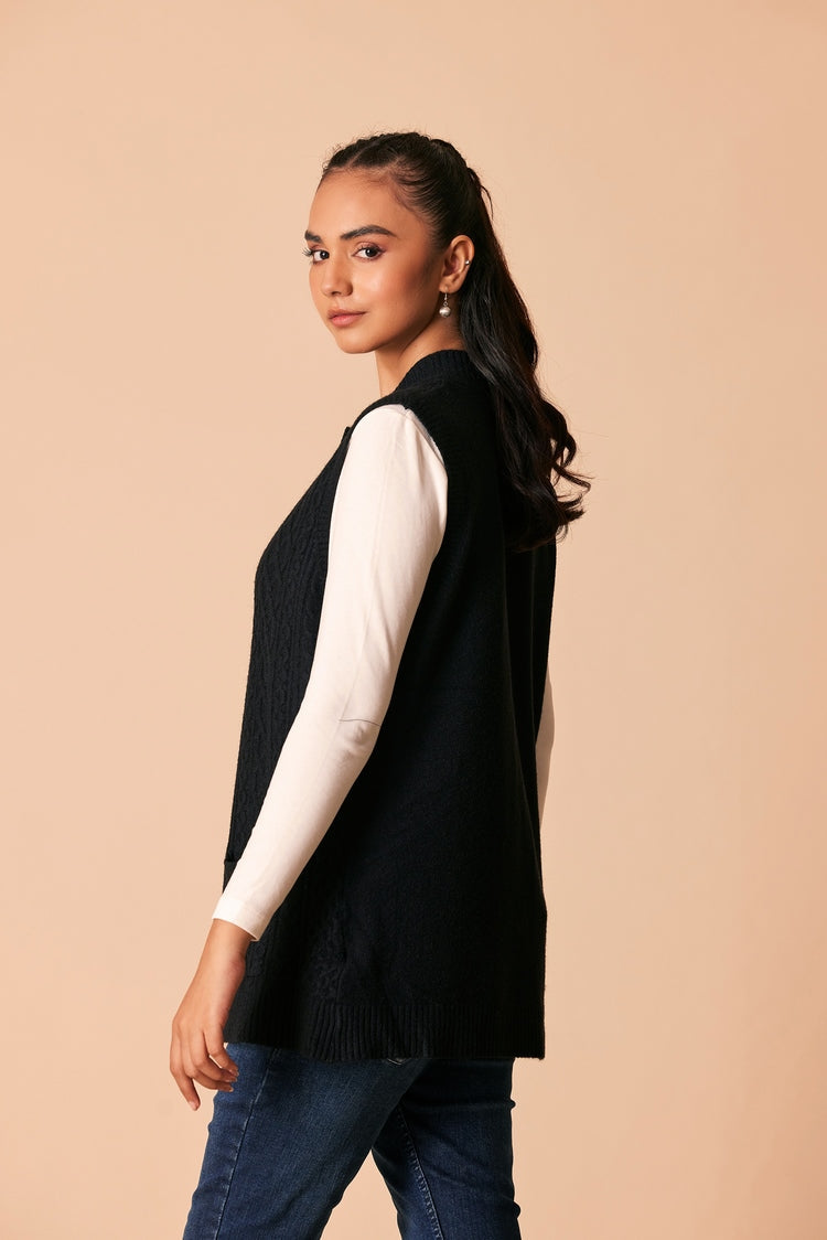 Picture of Ellena - Round Neck Cardigan Sweater - Available at Raja Sahib