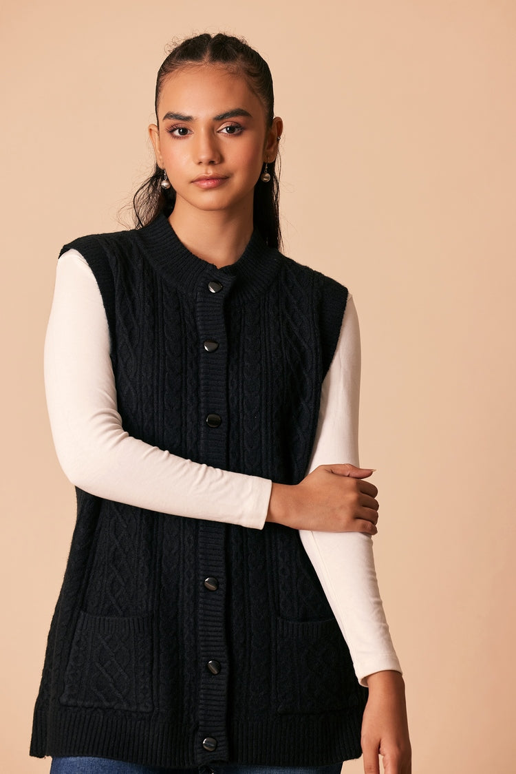 Picture of Ellena - Round Neck Cardigan Sweater - Available at Raja Sahib
