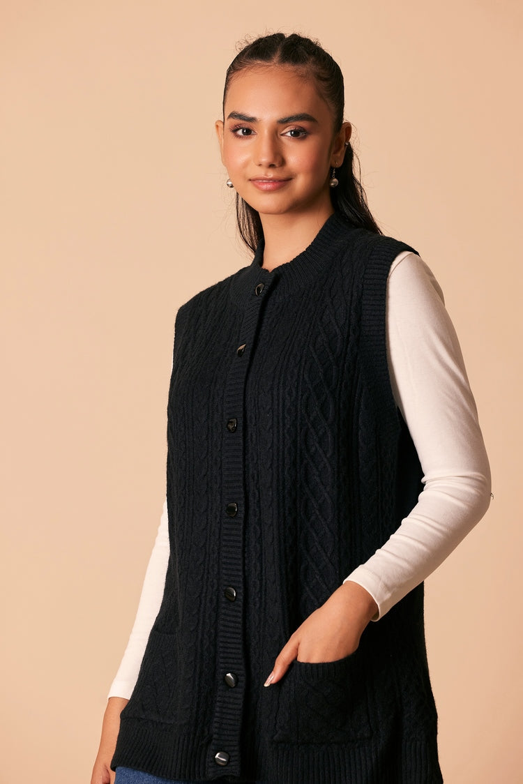 Picture of Ellena - Round Neck Cardigan Sweater - Available at Raja Sahib