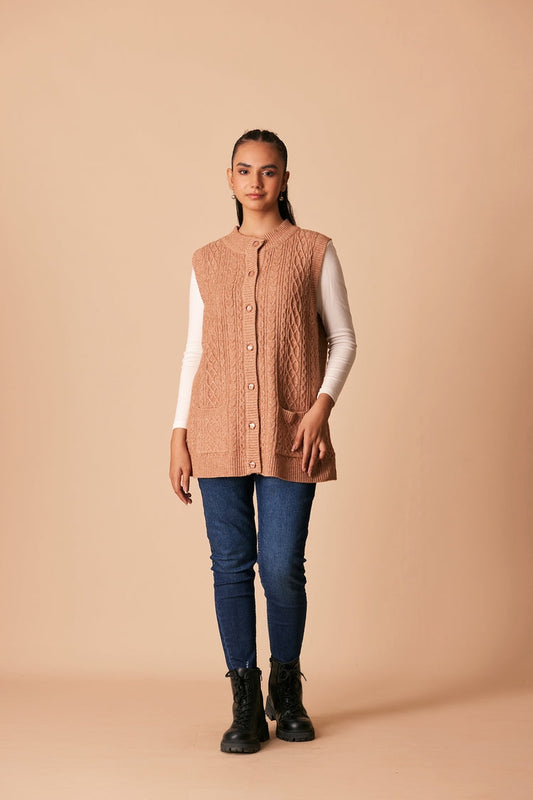 Picture of Ellena - Round Neck Cardigan Sweater - Available at Raja Sahib