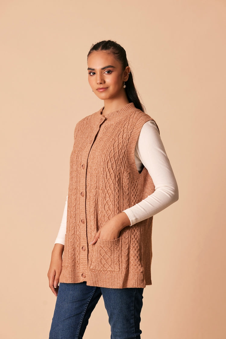 Picture of Ellena - Round Neck Cardigan Sweater - Available at Raja Sahib