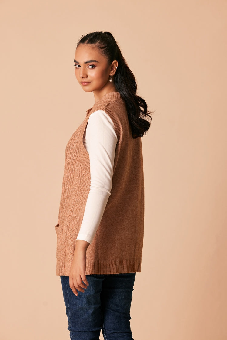 Picture of Ellena - Round Neck Cardigan Sweater - Available at Raja Sahib