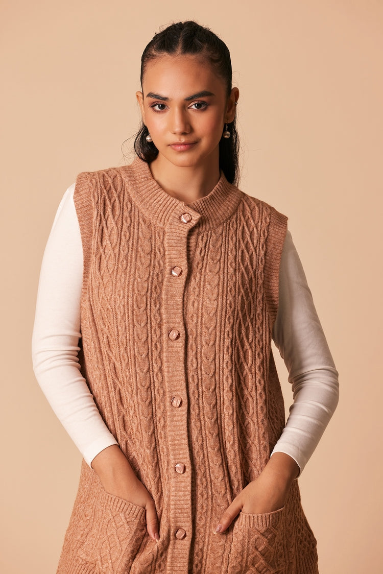 Picture of Ellena - Round Neck Cardigan Sweater - Available at Raja Sahib