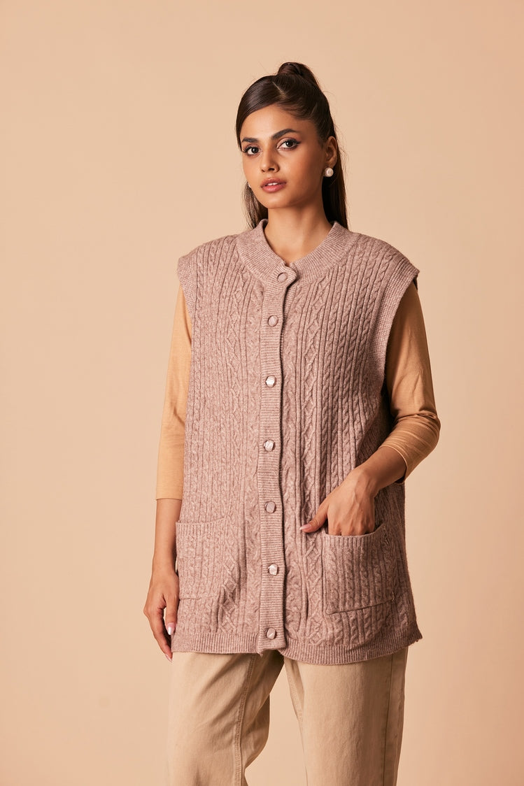 Picture of Ellena - Round Neck Cardigan Sweater - Available at Raja Sahib