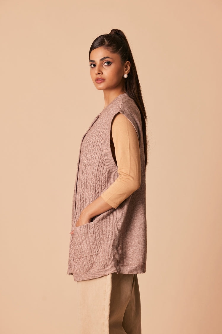 Picture of Ellena - Round Neck Cardigan Sweater - Available at Raja Sahib