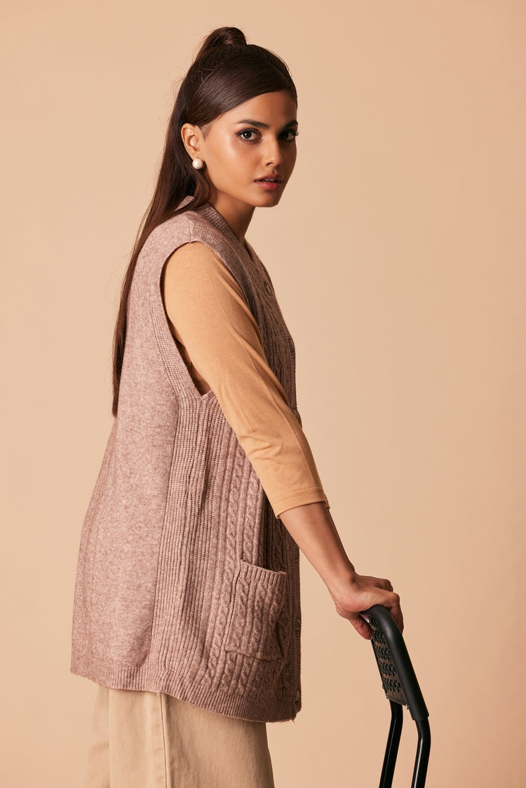 Picture of Ellena - Round Neck Cardigan Sweater - Available at Raja Sahib