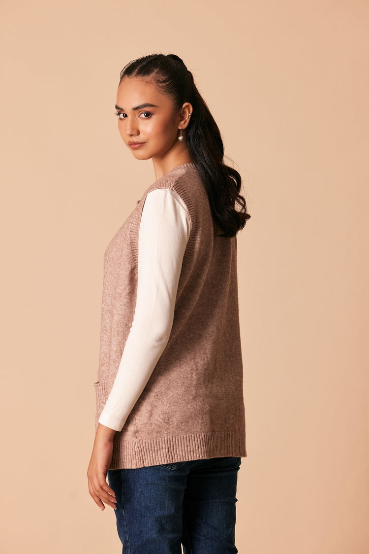 Picture of Ellena - Round Neck Cardigan Sweater - Available at Raja Sahib