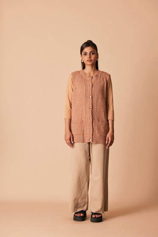 Picture of Ellena - Round Neck Cardigan Sweater - Available at Raja Sahib