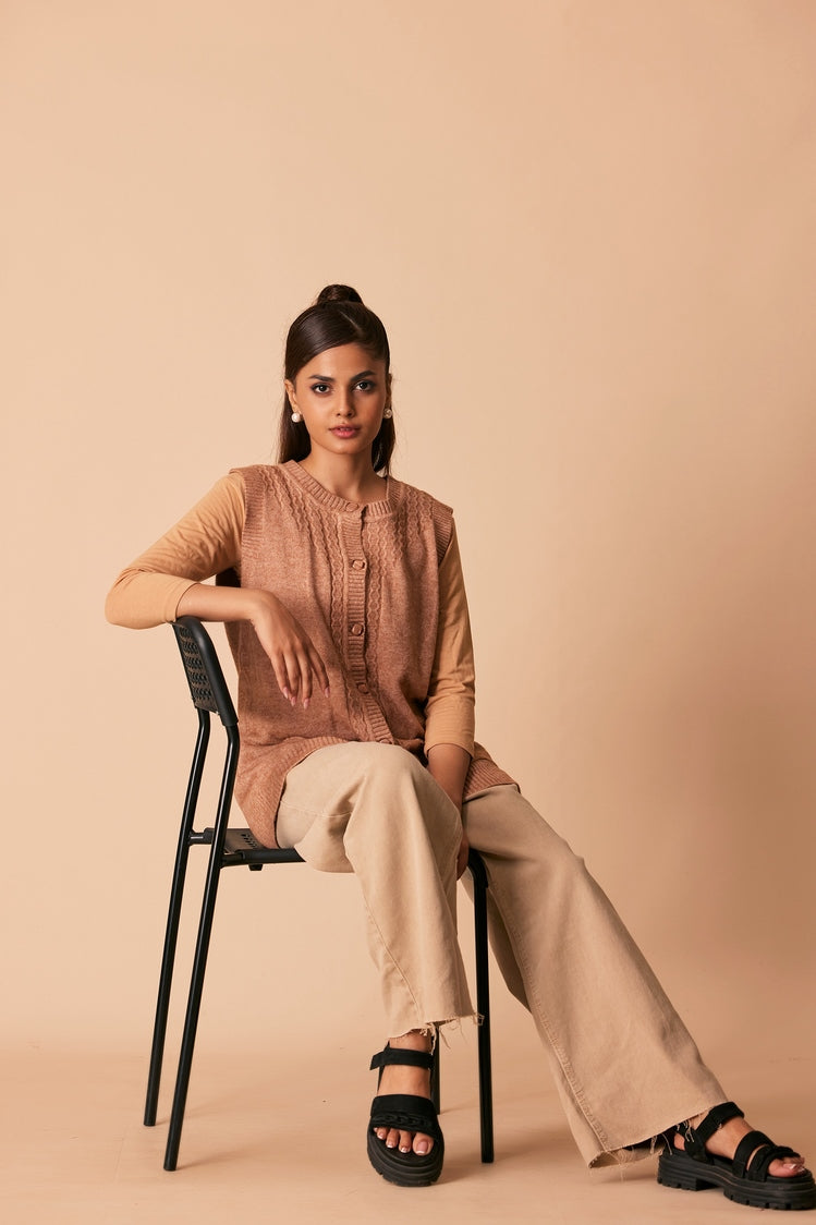 Picture of Ellena - Round Neck Cardigan Sweater - Available at Raja Sahib